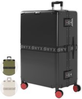 ONYX Check-in koffer 100 Liter - TSA slot - Spinner wielen - Lichtgewicht Trolley - Aluminium sluiting - Reiskoffer Zwart