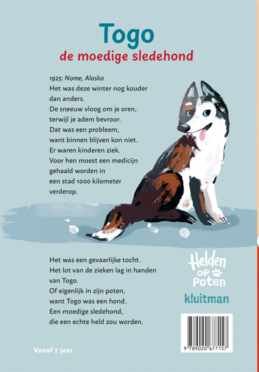 Helden op poten - Togo, de moedige sledehond - back cover