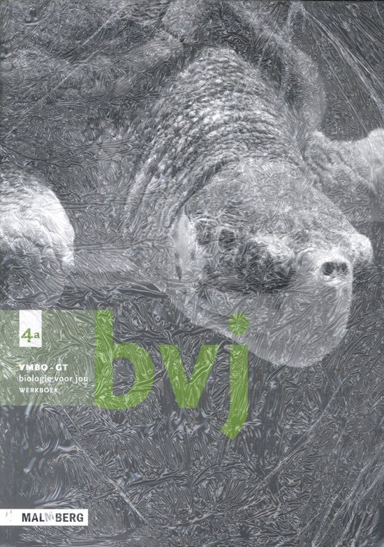 Boekcover "Biologie voor jou 4 VMBO-gt werkboek" met een close-up van de snuit van een dier. De tekst "4.a VMBO-GT biologie voor jou WERKBOEK" staat links.