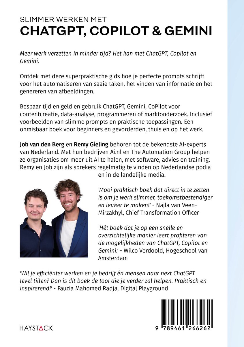 Slimmer werken met ChatGPT, Copilot en Gemini - back cover