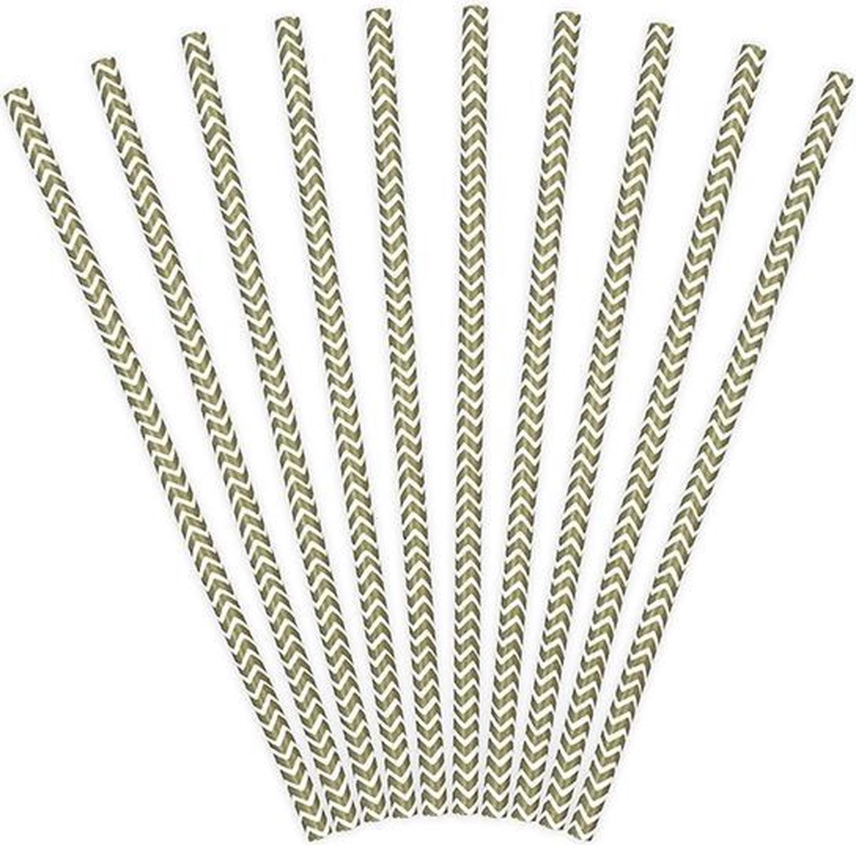 Partydeco - Rietjes ZigZag Wit/Goud (10 stuks)
