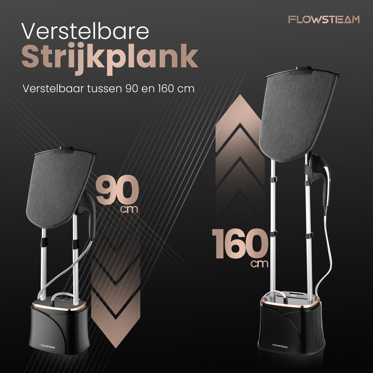 FLOWSTEAM® PRO Kledingstomer - Handstomer - Stoomreiniger - Stoomapparaat Kleding - 150 Minuten Stomen - 2.5M Snoer - Zwart — cadeau in Wonen & Interieur - foto 3