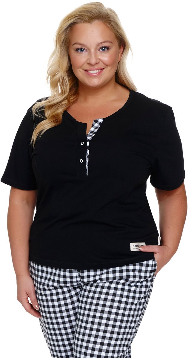 Doctor Nap Pyjama Dames Volwassenen Korte Mouw Lange Broek Zwart PM.7267 46 /