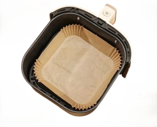 Dutchers.® Airfryer Bakpapier - 100 Stuks - Wegwerp bakjes - Past Perfect In De Philips Airfryer XL - Olie en Water Bestendig - BPA Vrij - 20x20Cm