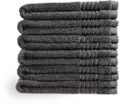 OUTLET BADTEXTIEL - set van 6 - gastendoek 30x50 - antraciet