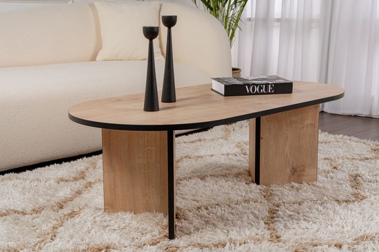 Asir - Salontafel - Saffier Eiken en Zwart - 119 x 60 x 40 cm (L x B x H)