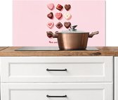 Spatscherm keuken 80x40 cm - Kookplaat achterwand Chocolaatjes - Hartvormig - Liefste - Muurbeschermer - Spatwand fornuis - Hoogwaardig aluminium