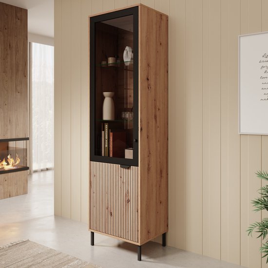 Meubella - Vitrinekast Malaika - Eiken - 55 cm