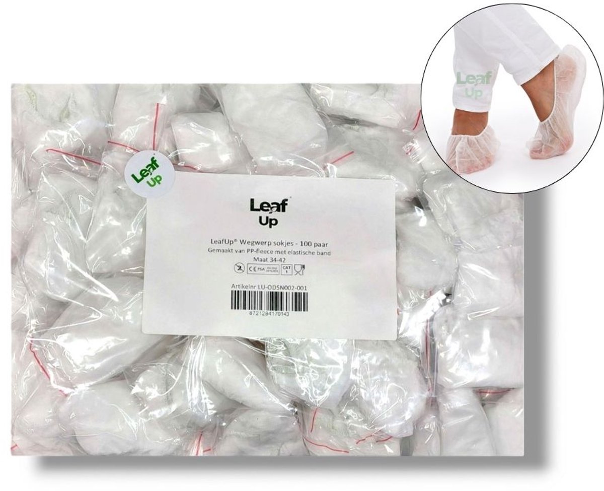 LeafUp® Wegwerp Sokjes - Disposable Footies - Kousenvoetjes - Wit - 100 paar - maat 34-42