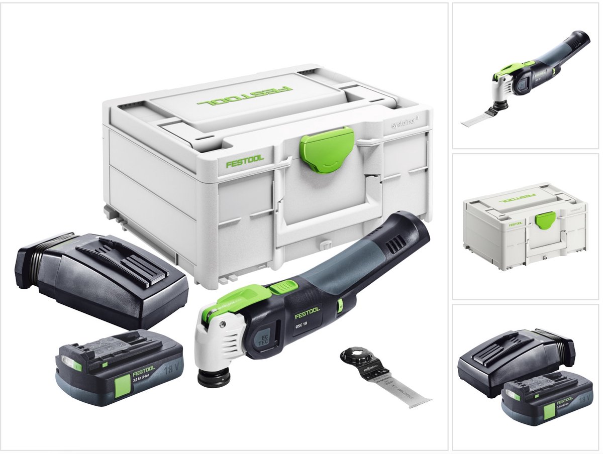 Festool VECTURO OSC 18 E-Basic accu-oscillator 18 V Starlock Max Brushless + 1x accu 3.0 Ah + lader + systainer