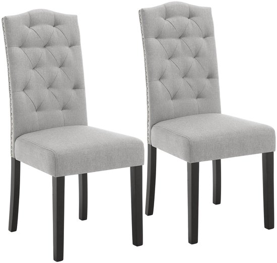 Set van 2 fluwelen eetkamerstoelen - metalen poten - grijs