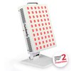 Witte Nuvibody rood licht therapie paneel op standaard. Tekst: verbeterde cellulaire energie in 2 maanden.