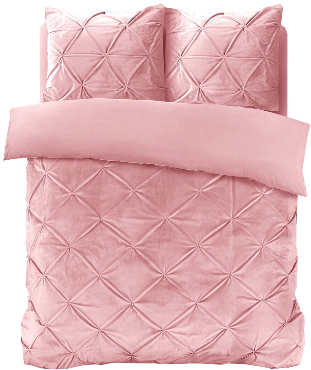 Sleeptime Velvet Pintuck Dekbedovertrek - Lits-Jumeaux - 240X200/260 + 2 x kussenslopen 60x70 - Roze