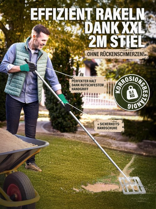 Gazonrakel - Gazonhark - Nivelleringhark - Nivellering Hark van Rasenkamm — afbeelding 4