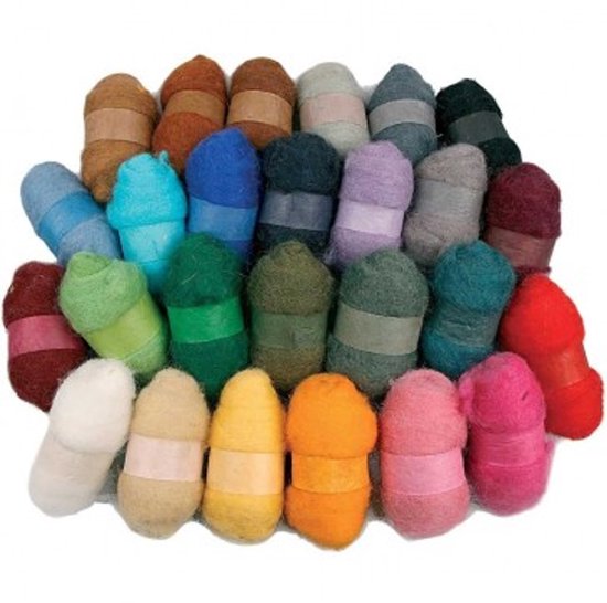 Laine cardée - Assortiment, couleurs assorties, 26x25 gr