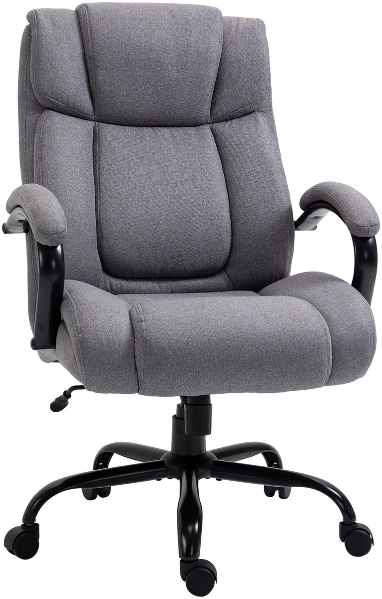 Vinsetto bureaustoel kantoorstoel gamestoel draaistoel kantelfunctie draaibaar in hoogte verstelbaar groot en hoog extra breed ergonomisch draagvermogen 220 kg schuim linnen lichtgrijs 72,5x83x118 cm