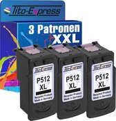 Set van 3x gerecyclede inkt cartridges voor Canon PG-512