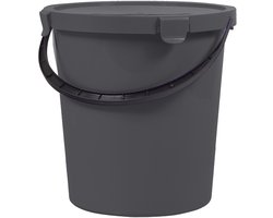 Plast Team Berry 5L emmer met deksel en handvat, donkergrijs