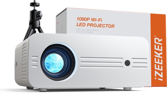 iZEEKER iPL310 Beamer met Draagtas - Native 1080P 4K-ondersteuning - 200 ANSI Lumen 300-inch scherm- 5G Wifi en Bluetooth - Wit