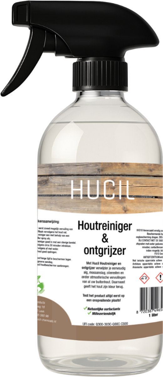 Houtreiniger en houtontgrijzer - 1 liter - wood cleaner - hout reiniger - teak cleaner