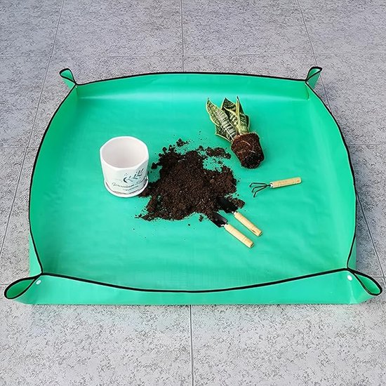 Tapis de rempotage - 66 cm x 66 cm - imperméable - tapis de culture - tapis de jardin - Vert - Rempotage des Plantes sur un tapis de culture - plastique - Tapis de rempotage imperméable - Outils de jardin