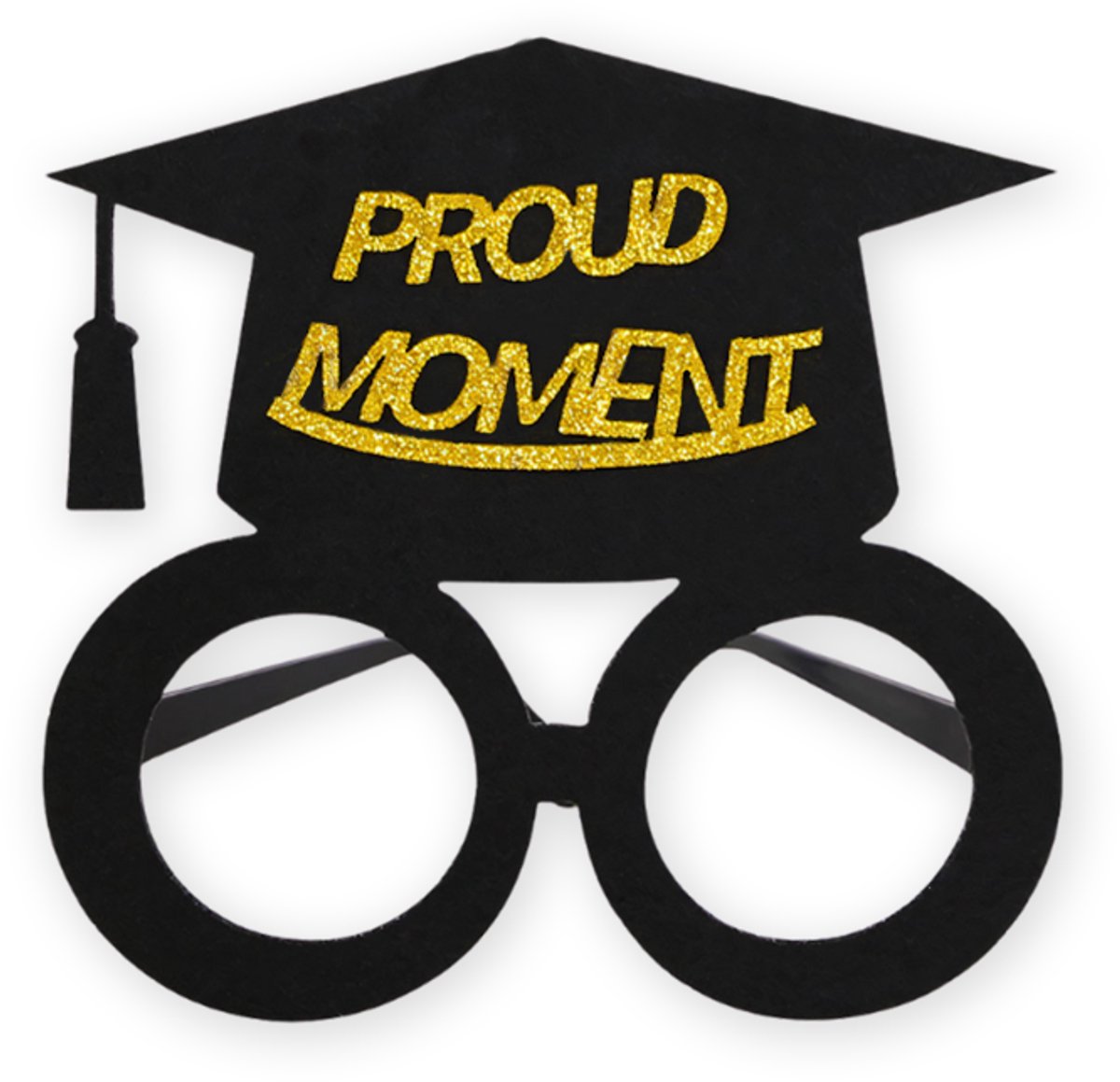 LUQ - Feestbril Graduation – Grote Zwart & Goud Bril – Feestaccessoire voor Afstuderen & Geslaagd Momenten