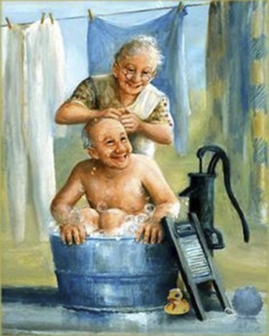 Diamond painting opa oma in teil 40 x 50 cm volledige bedrukking ronde steentjes direct leverbaar ouderwets