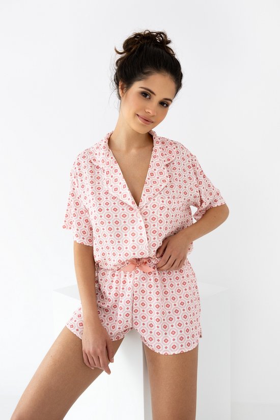 Foto: Sensis pyjama dames volwassenen knoopjes viscose korte mouw korte broek shortama penelopa 40 l