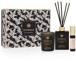 Cadeaupakket | Riverdale | Geurstokjes, Geurkaars & Spray | Small | Geschenkset | Oud & Bergamot