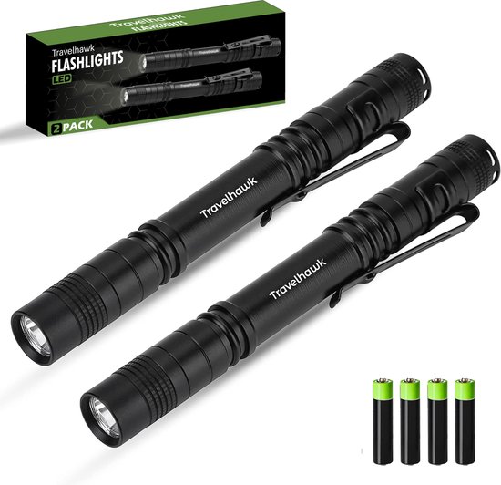 Travelhawk Zaklamp Led - Zaklamp Militaire - 100 Lumen - Waterproof - 2 stuks