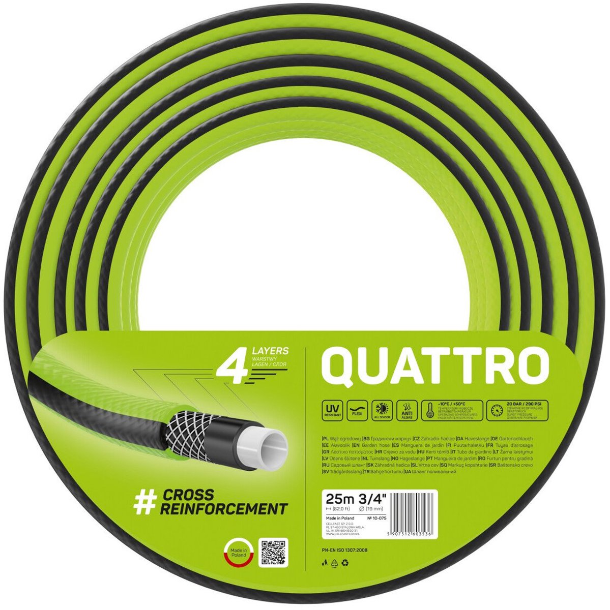 Cellfast Quattro - Tuinslang 3/4" 25m 4 lagen kruislings gevlochten
