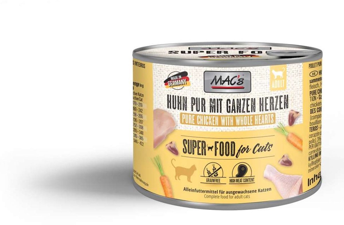 MACs MAC's CAT - Puur blik 6x200g - Puur kip met hele kippenharten