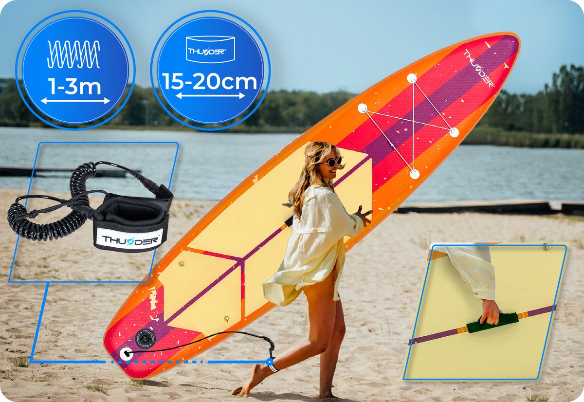 THUNDER RETRO SUP Board - Opblaasbaar - 320 cm - Complete Set – foto 3