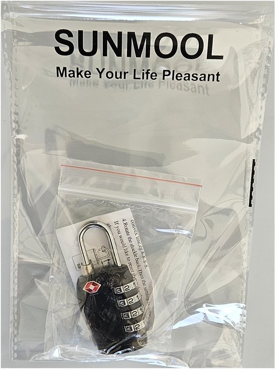 SUNMOOL TSA Kofferslot 4 cijfers - Reisslot - Reis Cijferslot - Cijferhangslot - Hangslot - Bagageslotjes - Slot voor Bagage : Zwart - 1 Stuk