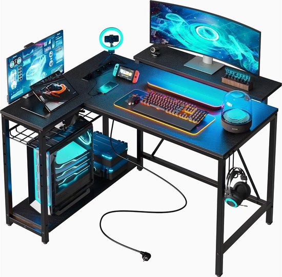 Gaming Bureau met LED Verlichting - Computertafel - Computermeubel | bol