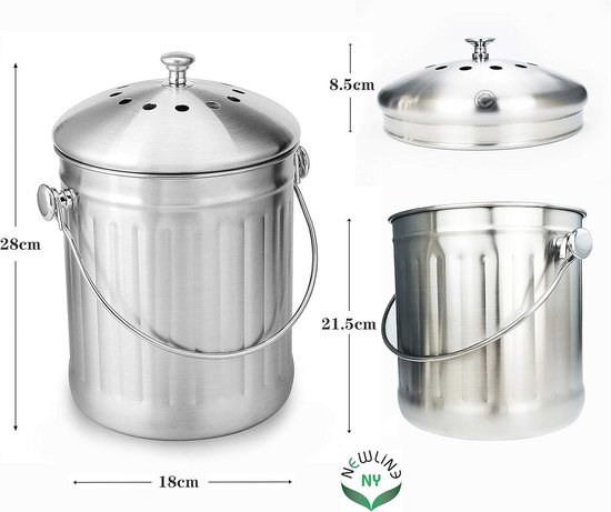 Compostbak Voor Keuken -2,4 Gallons/9L Vuilnisbak Voor Onder De Gootsteen Hangende Kleine Prullenbak Met Deksel Voor Badkamer Slaapkamer Compostemmer Binnenshuis Compostbak Voor Keuken -2,4 Gallons/9L Vuilnisbak Voor Onder De Gootsteen Hangende Kleine Prullenbak Met Deksel Voor Badkamer Slaapkamer Compostemmer Binnenshuis