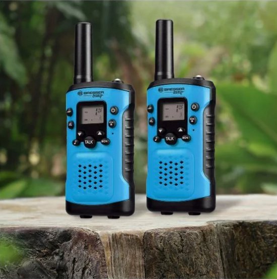 BRESSER JUNIOR walkietalkie set van 2 met groot bereik tot 6 km en handsfree -functie | blauw | 8811400WXH000
