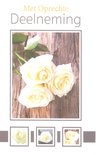 Drie witte rozen op een houten achtergrond.