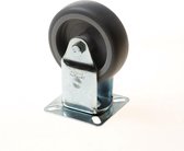 Kelfort Bokwiel met rubber wiel en glijlager, grijs 50kg 75mm