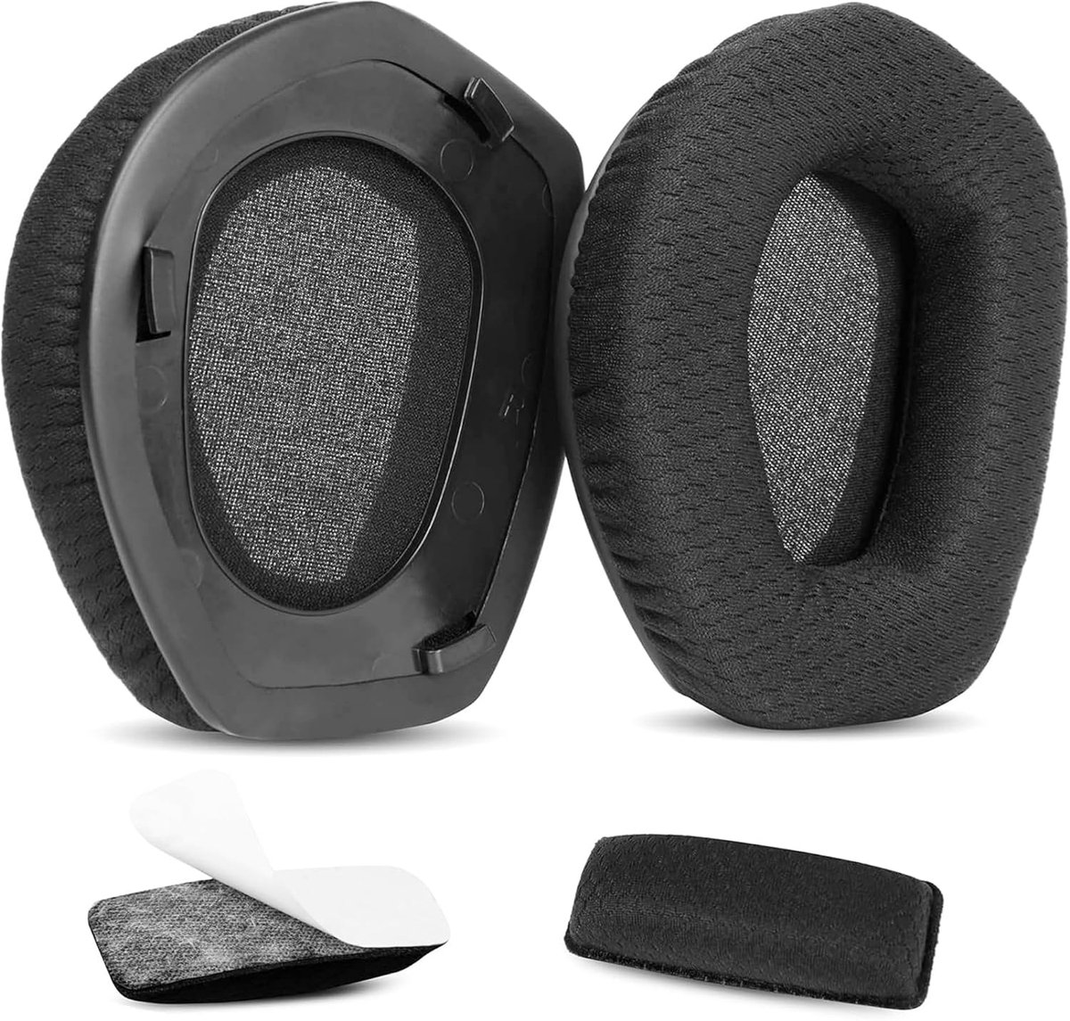Vervangende Oorkussens - Kussens Hoofdband - Hoofdtelefoon Comfort - Ademende Stof - 17.7 x 11.1 cm - Zwart