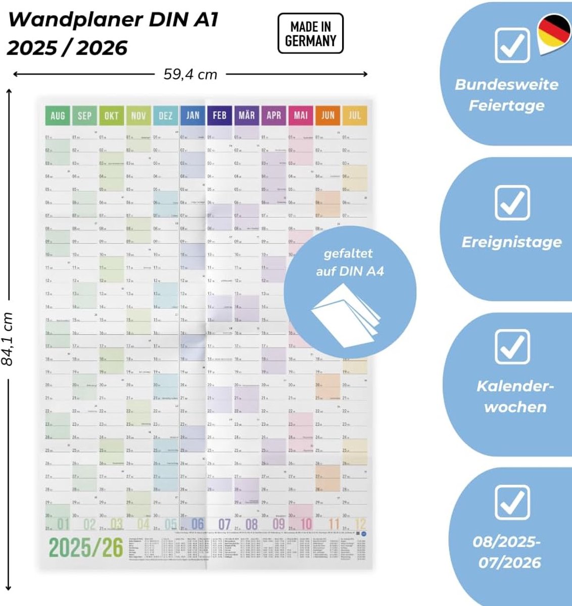 Kalender 2025-2026 | 18 Maanden Schoolkalender,Loopt Van Januari 2025