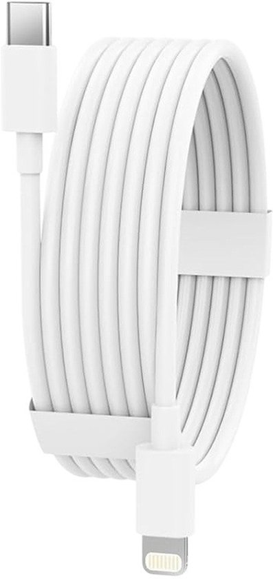 USB C vers Convient pour : Câble USB Lightning - Câble de charge de 1,5 mètre 1x - Convient pour : Apple iPhone 6, 7, 8, X, XS, XR, 11, 12, 13, 14, Mini, Pro Max et iPad Air 1/2, 2017/2018, 10.2 - Chargeur rapide Chargeur USB-C - Wit