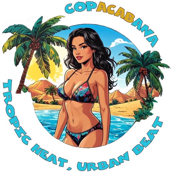 T-shirt ACAB Copacabana – Design tropical avec slogan – T-shirt rouge pour homme – Taille M