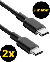 Câble de charge USB-C 60 W (3 mètres) - Câble USB-C vers USB-C - Chargeur rapide - Universel - Zwart