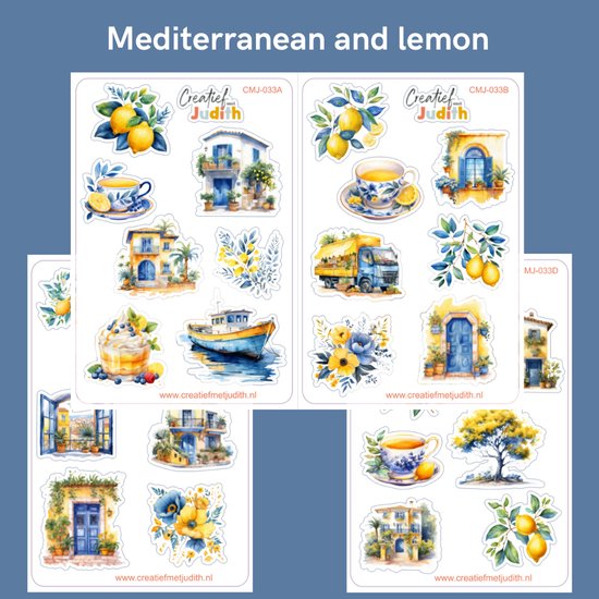 Bullet Journal Stickers – Planner Agenda Stickers – Mediterain lemon stickers – 4 stickervellen – citroen – Scrapbook stickers – Deco stickers – vakantie stickers – volwassenen en kinderen