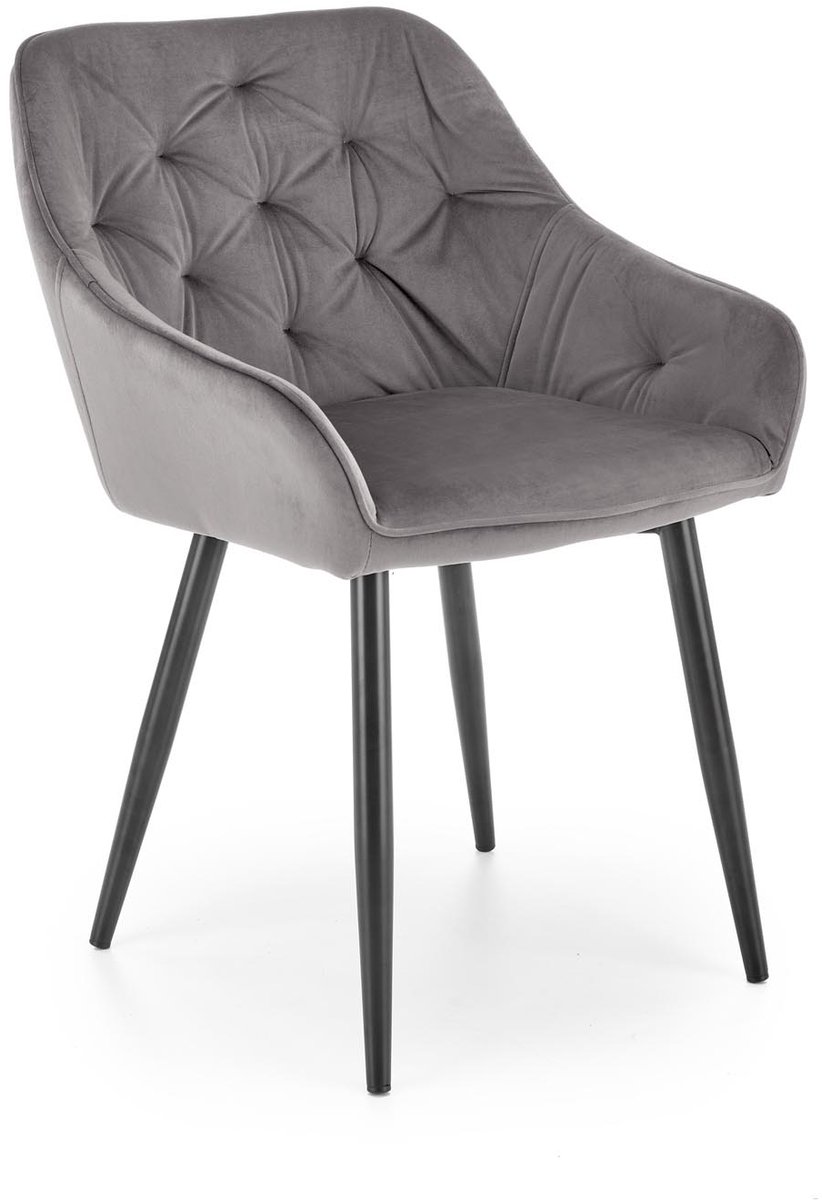 HALMAR K487 Serie - Grijs Velvet Eetkamerstoel - Ergonomisch - Metalen Frame