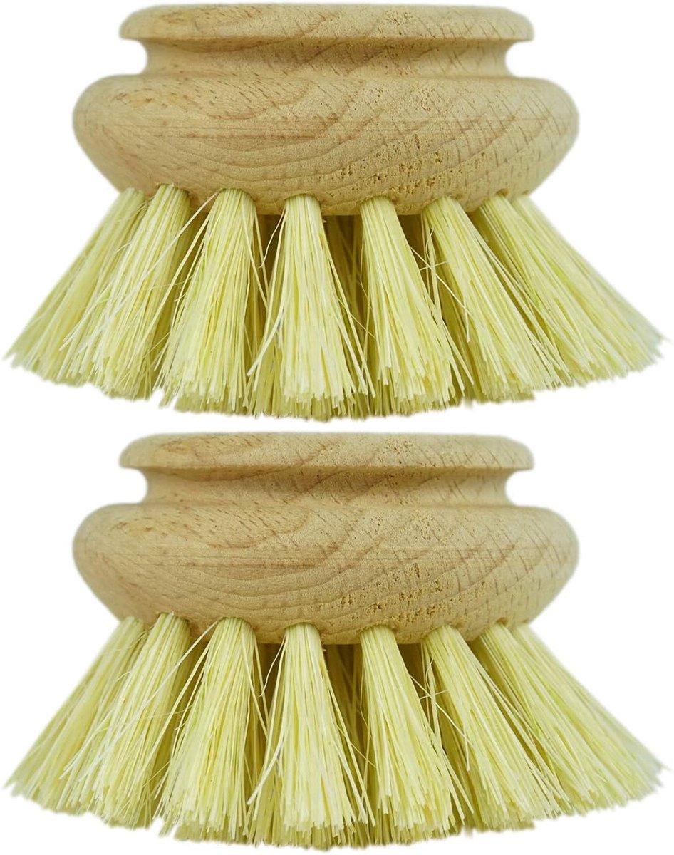 2X vervangingsborstel I natuurlijke vezel I groot I verwisselbare kop houten afwasborstel afwasborstel keukenborstel afwasborstel schrobborstel reinigingsborstel borstel keuken afwasborstel