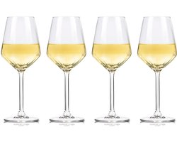 alpina Wijnglazen Witte Wijn - 4 Stuks Witte Wijnglazen - Wijnglas 38cl - Wijnglazen Set - Glazenset voor Diner - Wijn Glazen - Helder Glas