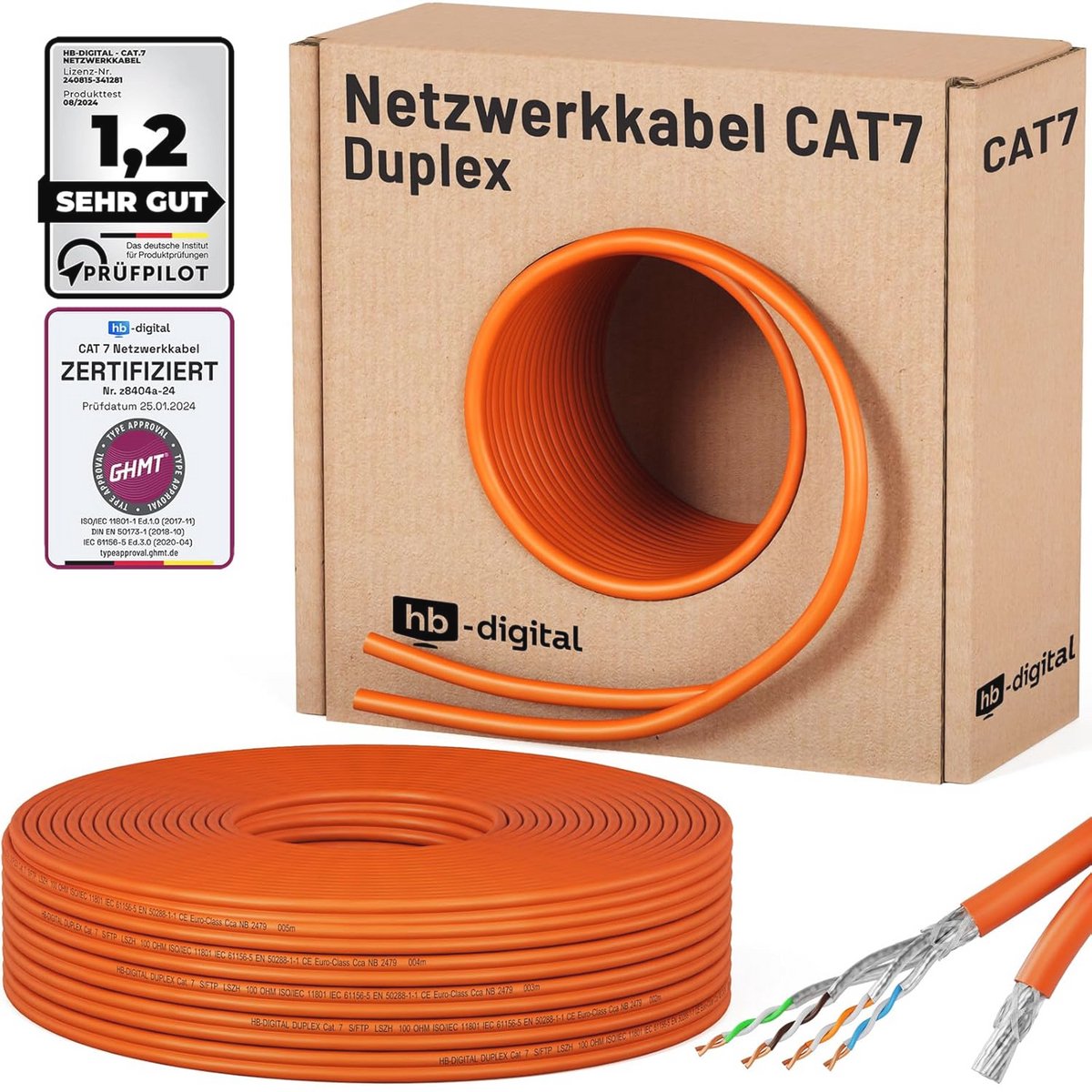 Image of 50 m Netwerkkabel LAN Duplex Cat 7 - Hoge Snelheid 10 Gbps - Duurzaam en Veilig - LSZH Halogeenvrij