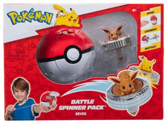 Pokémon Battle Spinner Pack met Eevee, Pikachu en Poké Ball.